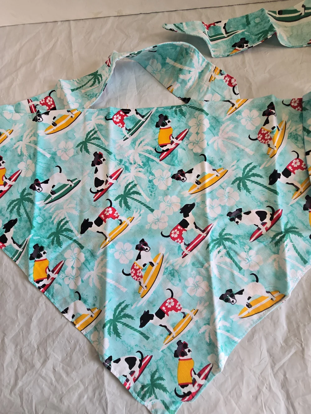 Dog Bandana Collar  in Teal Surf Print New X Large More Sizes Available New Hand